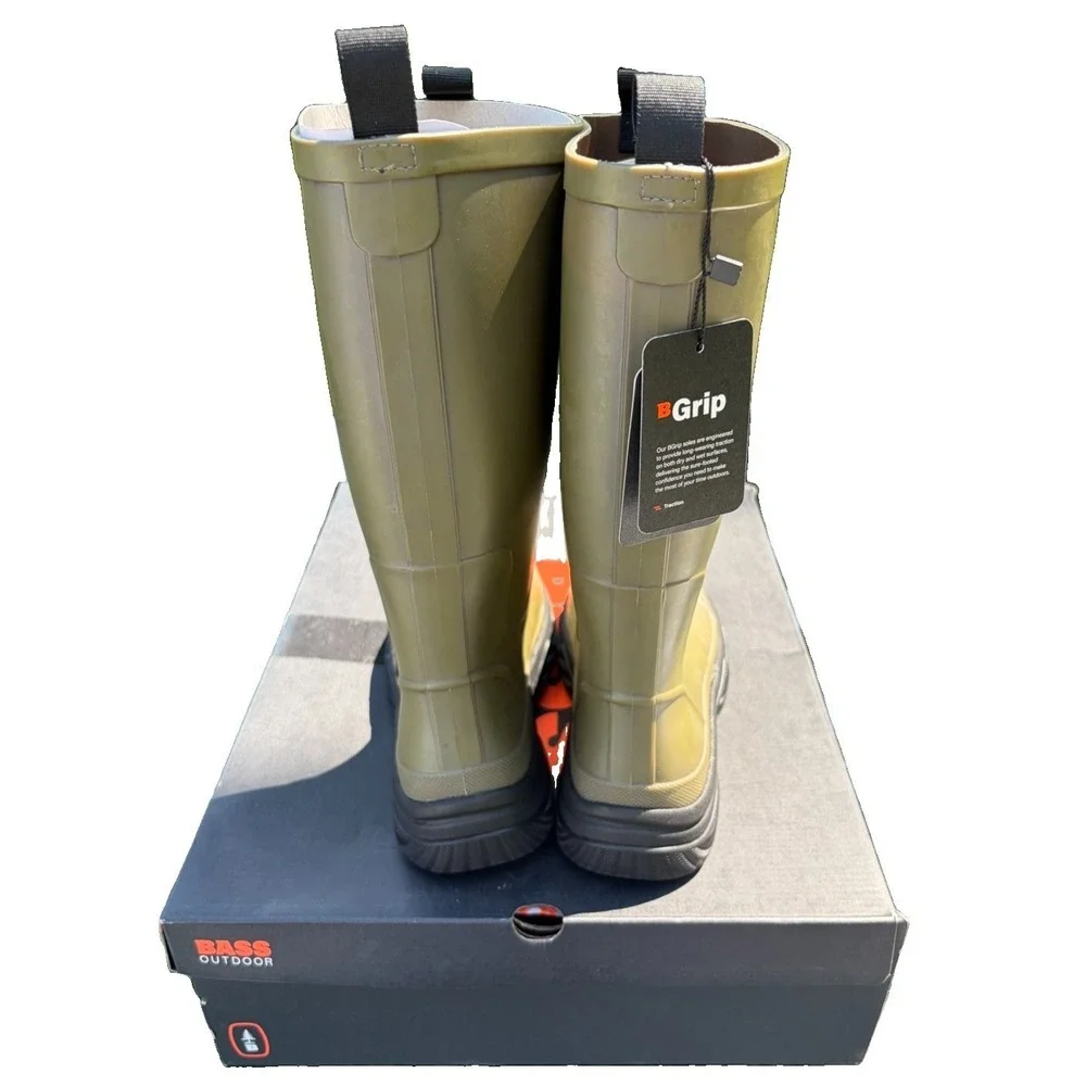 Bass Outdoor Field Rain Boots Olive Waterproof Rubber Women's US 7 New Box